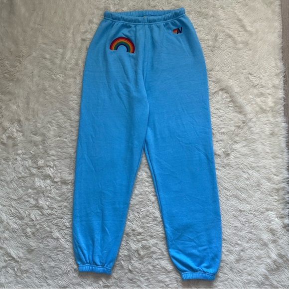 Aviator Nation Pants Women’s Rainbow Embroidery Sweatpants Light Blue L - Picture 4 of 13